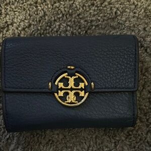 Tory Burch Black and Gold Compact Wallet
